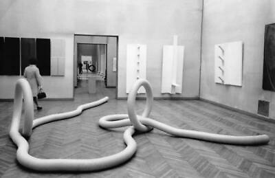 #ad A modern sculpture shape a pipe work Italian Eliseo Mattiacci 1968 Old Photo AU $9.00