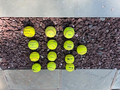 #ad Softball Lot: 13 Used Refurbished 11quot; Softballs Mixed Brands Plus Two 12quot; Balls $69.95