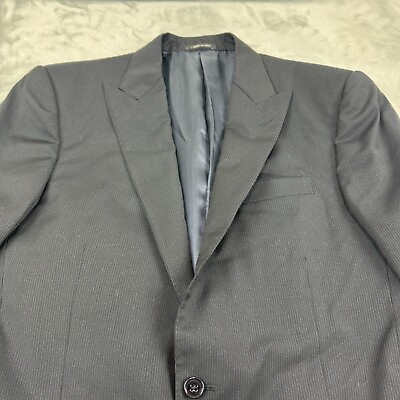 #ad Ralph Lauren Black Label RLBL Suit Jacket Mens 40R Black Pinstripe Italy Blazer $149.89