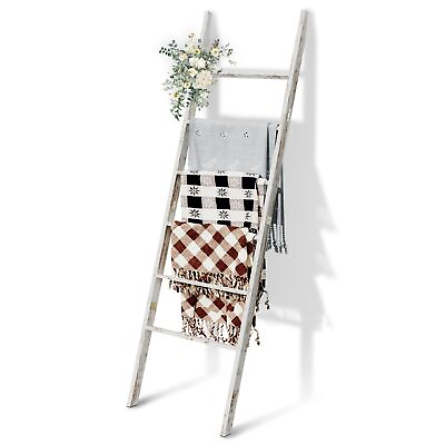 #ad 6 Tier Blanket Ladder Wooden 5.7FT66.5#x27;#x27; Blanket Quilt Towel Holder Rack Deco... $92.32