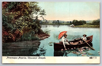 #ad Picturesque America Lady amp; Child In Boat Thousand Islands C1910 Postcard M4 $12.50