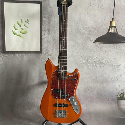 #ad Orange Solid Body Handmade Electric Bass Guitar Basswood Body Maple Neck 4String $256.86