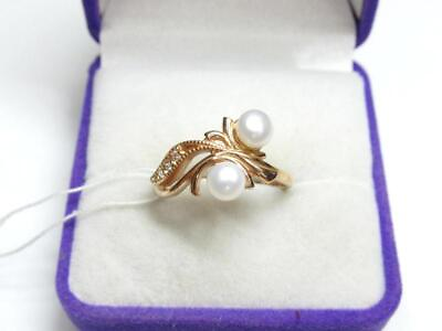#ad Fine Vintage USSR Sterling Silver 925 Golding Ring Pearl Size 7 Women Jewelry $70.00