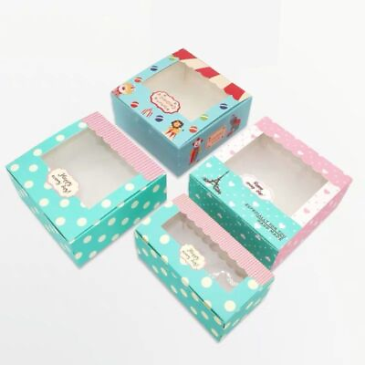 #ad Cute Cupcake Box With PVC Window Food Grade Cardboard Wedding Gift Cookies Boxes $9.74