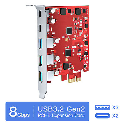 #ad Inateck PCIe to USB 3.2 Gen 2 Expansion Card 8 Gbps 3 Type A amp; 2 Type C 5 Ports $31.99