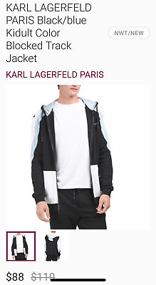 #ad Karl Lagerfeld Paris Kidult Color Blue Track Jacket $88.00