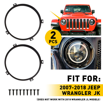 #ad Round 7 Inch Headlight Mounting Ring Bracket Fits for 2007 2018 Jeep Wrangler JK $15.99