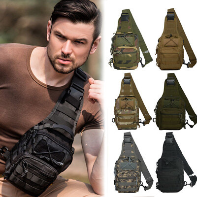#ad Men Tactical Molle Sling Chest Bag Assault Pack Military Outdoor Shoulder Bag $15.52