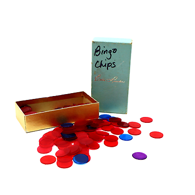 #ad Vintage translucent Multi colored Bingo Chips Red Blue Purple $7.99