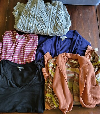 #ad 5 Pc LOT OF WOMENS Long Sleeve Tops Shirts Cardigan Size Small $27.99