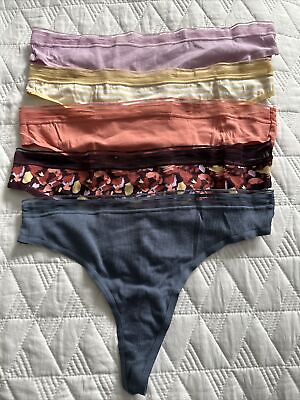 #ad Lot of 5 Thong Multicolor Sexy M Joyspun Panty Hipster Panties Comfort NWOT Set $12.80