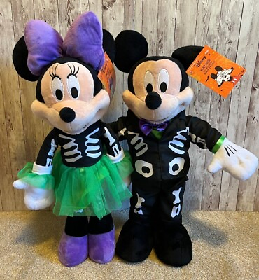 #ad Disney Mickey and Minnie Mouse Halloween Skeleton Door Greeters Decoration NEW $99.97