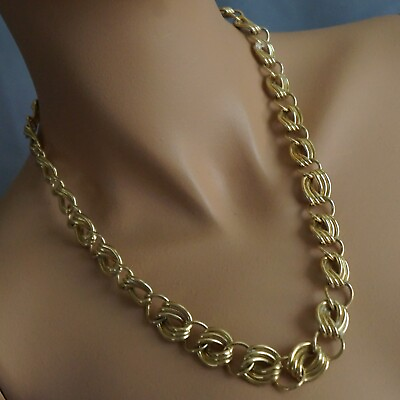 #ad Vintage Necklace Thick Chain Links Gold Tone Metal $9.72