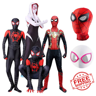 #ad Spider Man Costume Miles Gwen Halloween Jumpsuit Kids amp; Adult Cosplay Bodysuit $22.99