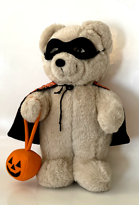 #ad Dakin Halloween Bear Plush Trick or Treat Teddy 10quot; with Pumpkin Vintage 1984 $19.88