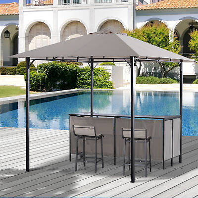 #ad 3PC Outdoor Patio Bar Table Set Chairs W Sunshade Canopy Backyard Furniture $389.99