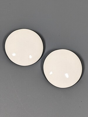 #ad Vintage Liz Claiborne White Round Acrylic Disc Large Clip On Earrings $9.09