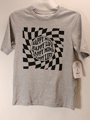 #ad Wonder Nation Boys Short Sleeve T Shirt Size Medium 8 Gray Happy Life NEW $4.89