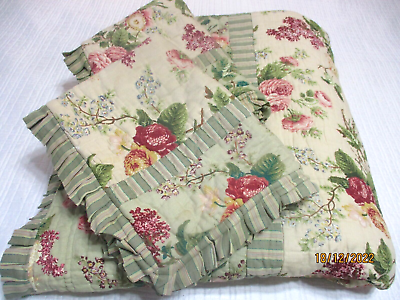 #ad Waverly Linen Cotton King Rose Quilt amp; Pillow Shams $99.00