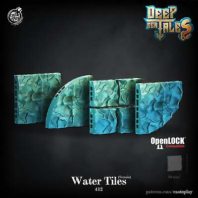 #ad 3D Printed Cast n Play Water Tiles Deep Sea Tales 28mm 32mm Damp;D $44.90