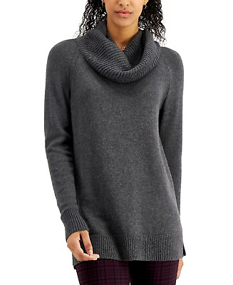 #ad MSRP $60 Style amp; Co Layered Look Scarf Tunic Sweater Charcoal Size Petite Small $21.60