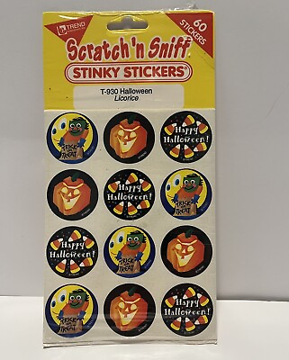 #ad Vtg 1996 TREND Scratch #x27;n amp; Sniff STINKY 60 STICKERS HALOWEEN Licorice SEALED $24.99