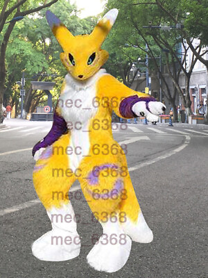 #ad Fur Integrated Husky Dog Fox Mascot Costume Walking Halloween Suit Role Play 84# $298.00