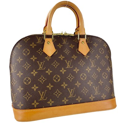 #ad Louis Vuitton Monogram Alma Leather Fabric Brown Handbag 1654 $423.00