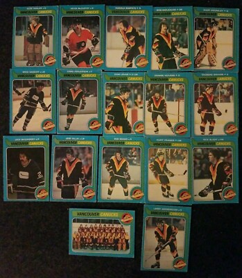 #ad VANCOUVER CANUCKS VINTAGE CARD LOT OF 17 GRETZKY first year NHL 1979 O PEE CHEE $170.00