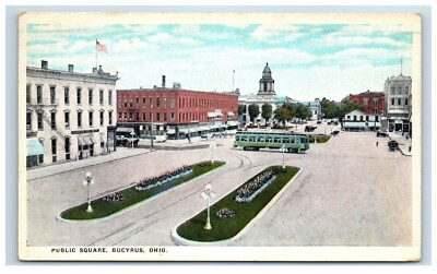 #ad BUCYRUS OHIO Public Square Vintage Postcard Posted 1926 Commercial Chrome $5.00