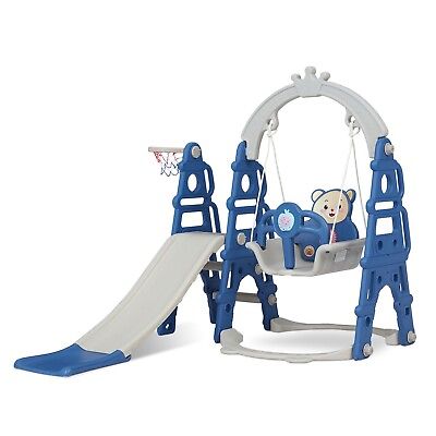 #ad #ad 4 in 1 Toddler Slide Swing Set Kids Playground Sets with Swing Slide Climber $99.99