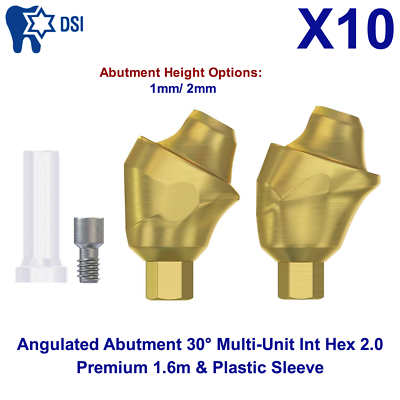 #ad 10x Plastic Set Sleeve amp; Angulated Abutment 30° Multi Unit 1.6m Int Hex 2.0mm $629.90