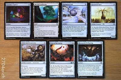 #ad Set of 7 Different *Fetch Two Lands* Colorless *NM* MTG Burnished Hart $3.99