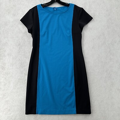 #ad Derek Lam Sheath Dress Womens LARGE Ponte Knit Colorblock Blue Black Knee Length $29.99