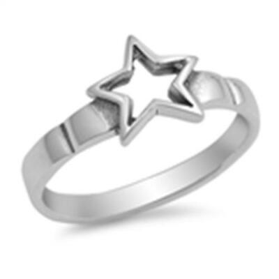 #ad .925 Sterling Silver Open Star Fashion Ring New Size 5 9 $17.81