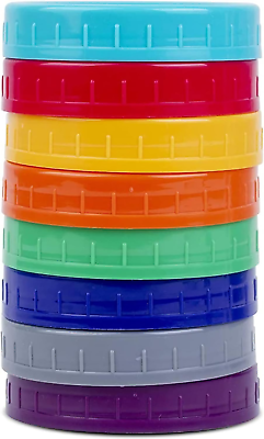 #ad 8 Pcs Plastic Mason Jar Lids with Leak Proof Silicone Ring86Mm Reusable Wide Mo $14.99