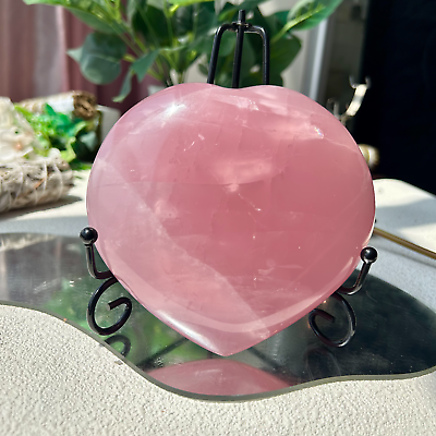 #ad #ad 915g Natural pink rose Quartz Peach heart hand Carved Crystal Reiki Healing 1th $92.00
