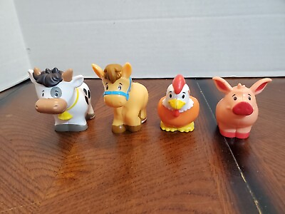 #ad Fisher Price Set of 4 Little People Farm Animals Horse Cow Chicken Pig $12.99