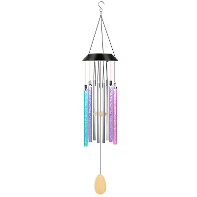 #ad Color Changing Solar Wind Chimes LED Lights Large Deep Tone Resonant Bell Tubes $18.87