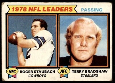 #ad 1979 Topps Roger Staubach Terry Bradshaw LowerGrade Passing Leaders #1 $1.00