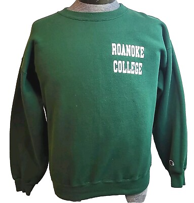 #ad Vintage Champion Sweatshirt Mens Large L Green Roanoke College Has Stains USA $23.96