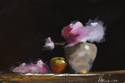 #ad Demenko Natalia Fruits and VASE Still Life Stylish Modern Art Oil painting $73.20