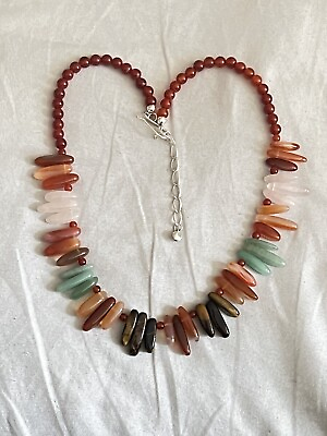 #ad Necklace DTR Jay king Sterling Silver 925 Carnelian Collar Statement Rare Beaded $44.50