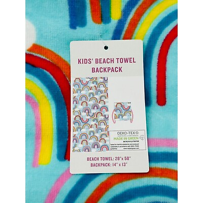 #ad Tommy Bahama Children#x27;s Kids Beach Pool Towel Backpack Set Blue Rainbow $30.00