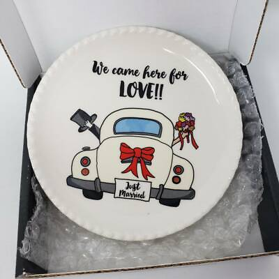 #ad Just Married Ring Dish Ceramic Ring Holder Wedding Engagement Ring Tray $6.50