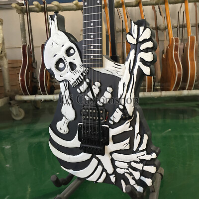 #ad Custom Solid Body Lynch Skull and Bones Electric Guitar Black amp; White Fast Ship $160.55