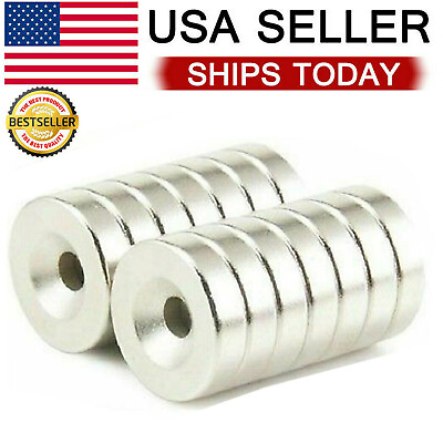 #ad 25 50 100 Strong Countersunk Ring Magnets Rare Earth Neodymium Hole 4mm $16.99