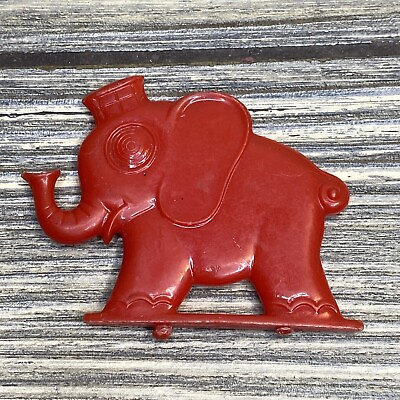 #ad Vintage Flat Red Circus Elephant Plastic Figure 2” $15.00