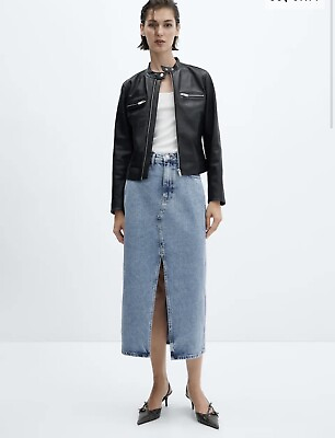 #ad MANGO Denim Midi Skirt Size Medium $45.00