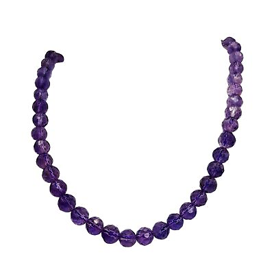 #ad Royal Natural Faceted Amethyst Bead Strand 8mm Purple Round 50 Beads $105.99